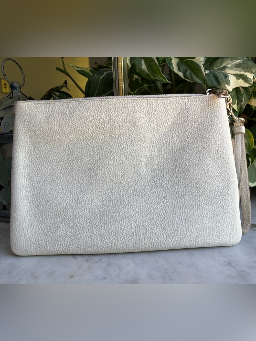 Coach Prairie Chalk Pebbled Leather Chain Clutch/Wristlet - Picture 2 of 10